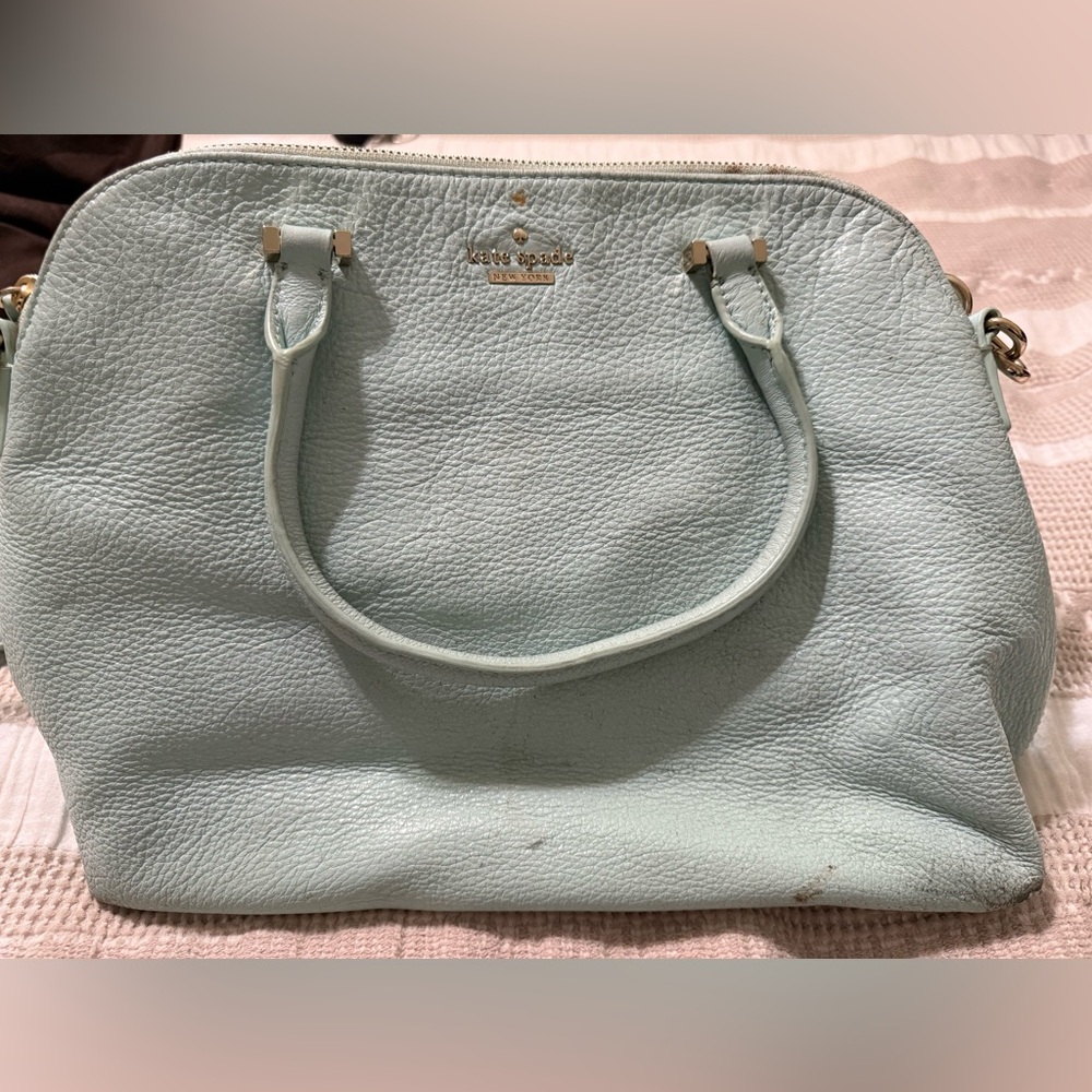 Kate Spade Blue Shoulder Bag with Pebbled Leather